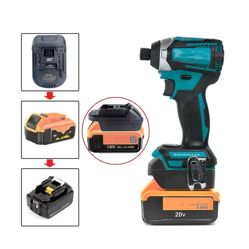 DM18M Battery Adapter – DeWalt 20V to Makita 18V Converter Battery Adapter PLUSH