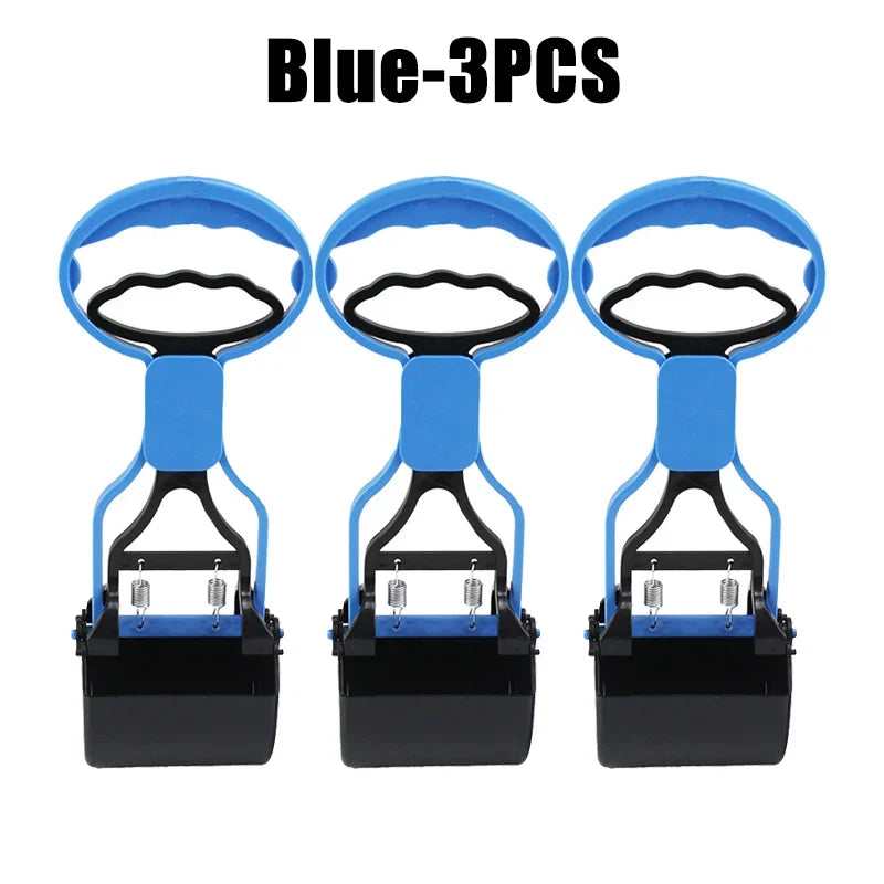 Dog & Cat Pooper Scooper Long Handle Jaw Design 28CM Pet Waste Scooper PLUSH Blue-3PCS