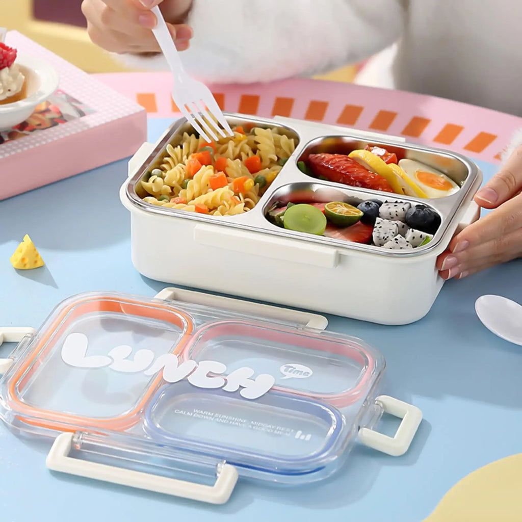 Stainless Steel 3-Compartment Leakproof Lunch Box Stainless Steel Lunch Box PLUSH