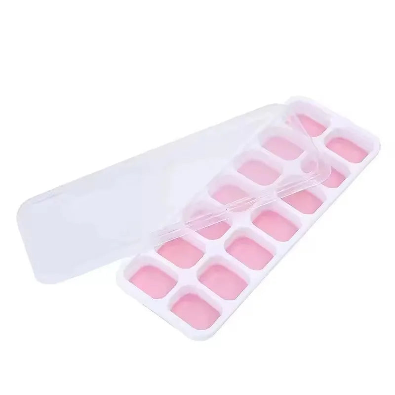 Silicone Ice Cube Tray with Lid – 14 Square Easy Release Mold Ice Cube Tray PLUSH Pink
