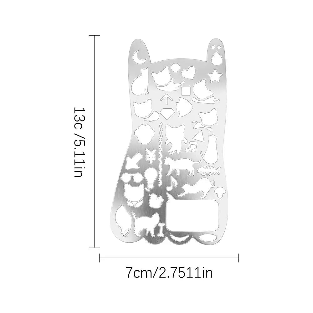 Stainless Steel Hollowed Drawing Template Stencil Ruler Drawing Template Stencil PLUSH cat