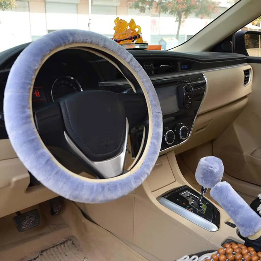 Plush Winter Car Steering Wheel Cover Set – Non-Slip Soft Steering Wheel Cover PLUSH