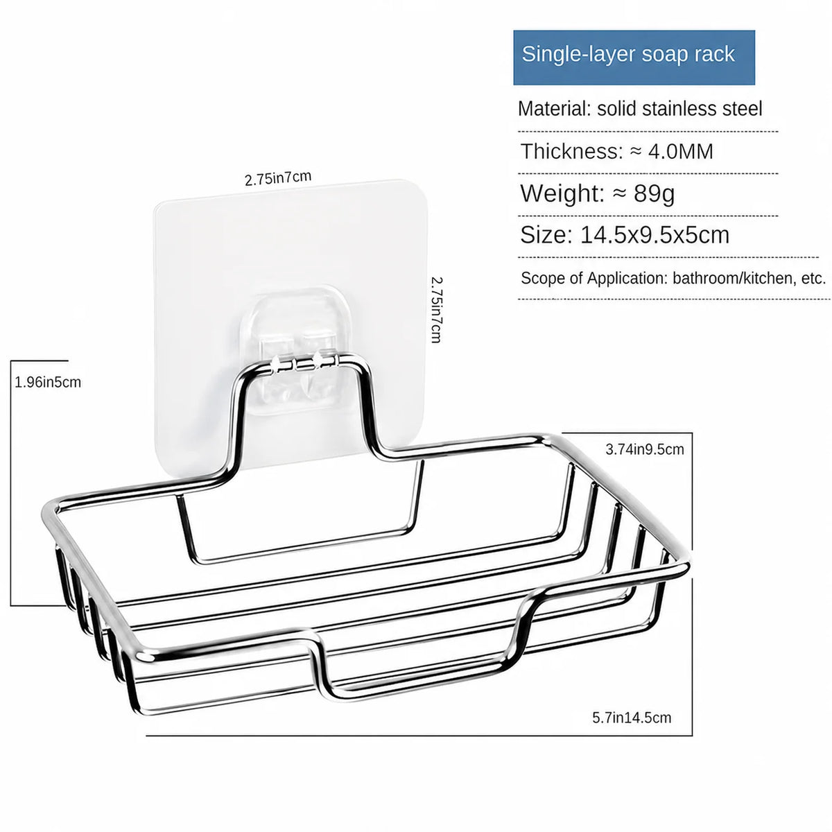 Stainless Steel Wall-Mounted Soap Dish with Drainage, Rust-Proof Wall-Mounted Soap Dish PLUSH