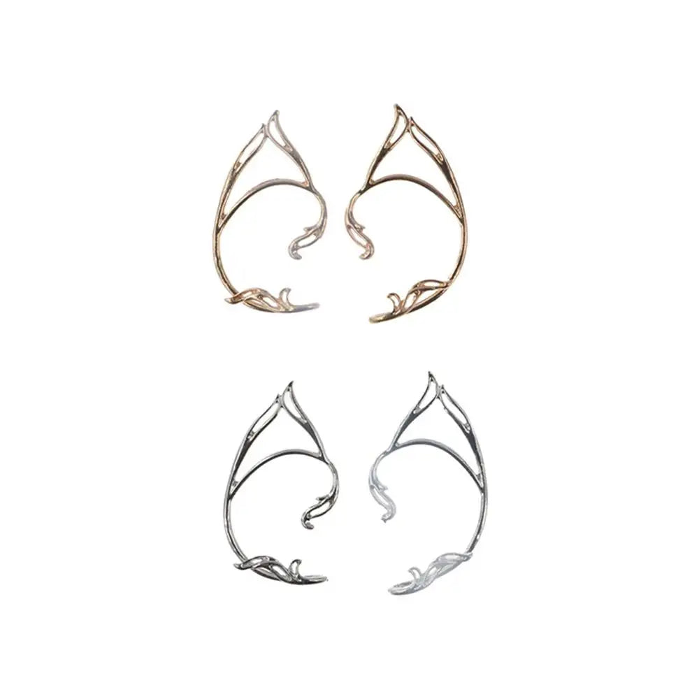 Goth Elf Ear Cuff Clip | Cat Ear Hollow Alloy Earring Clip-On Ear Cuff PLUSH
