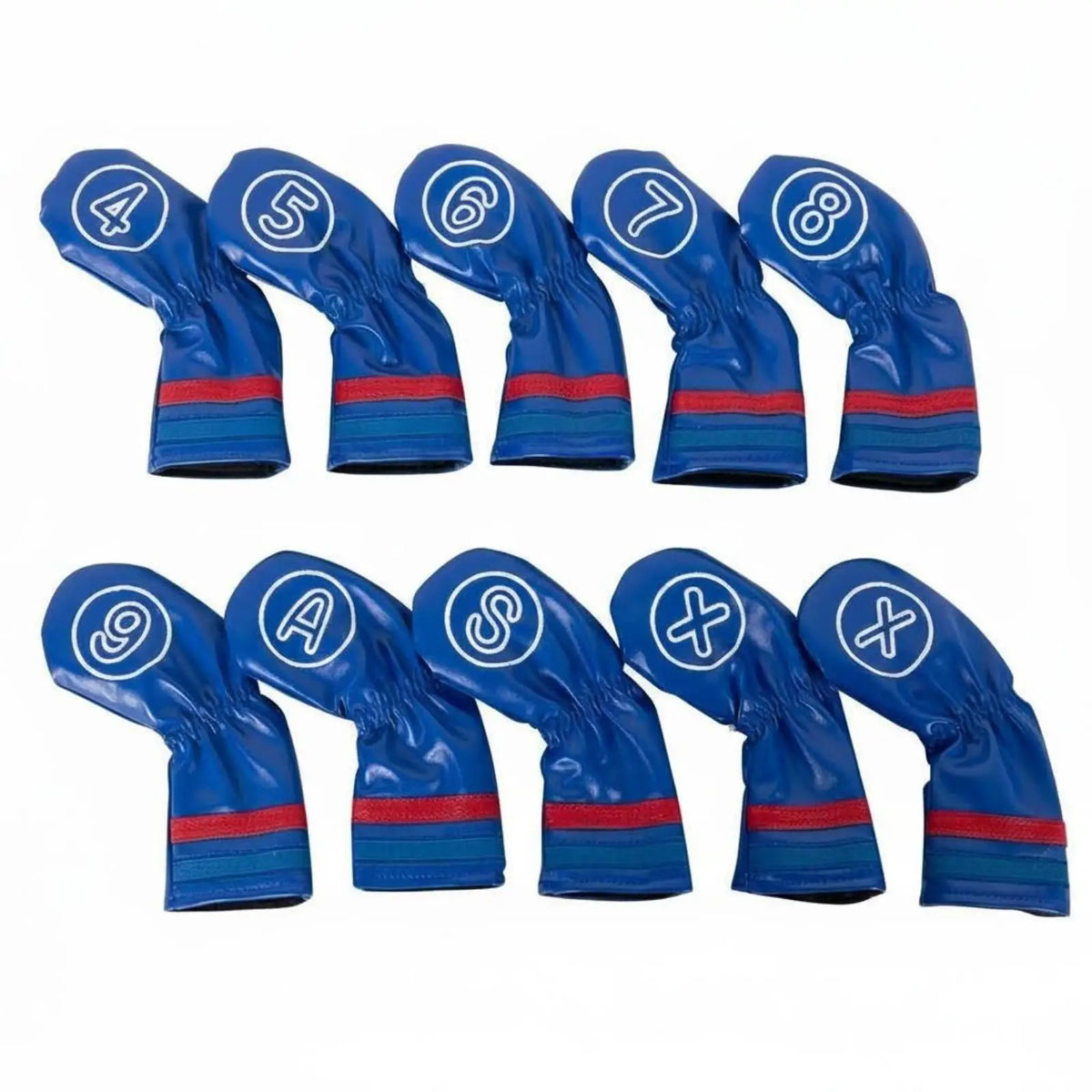 Golf Iron Head Covers Set – 10pc PU Leather Waterproof Embroidered Golf Iron Head Covers PLUSH RoyalBlue