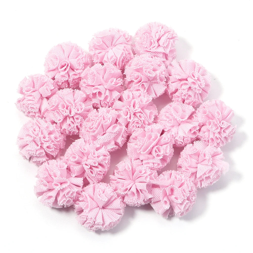 30pcs Tulle Flower Balls for DIY Hair Accessories & Crafts Craft Embellishments PLUSH pink