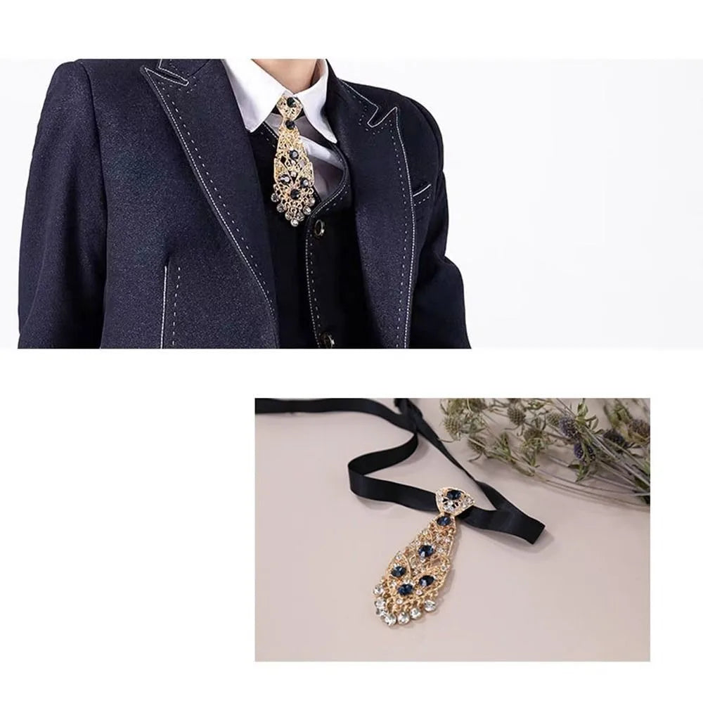 Metal Rhinestone Necktie – Elegant Unisex Business & Wedding Tie Rhinestone Necktie PLUSH