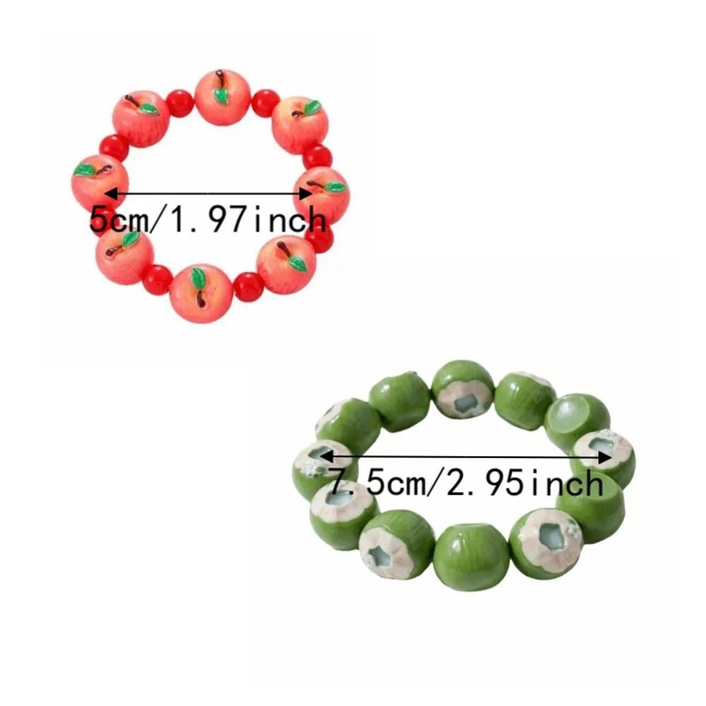 3D Resin Fruit Bead Bracelet – Colorful Stackable Elastic Resin Bead Bracelet PLUSH