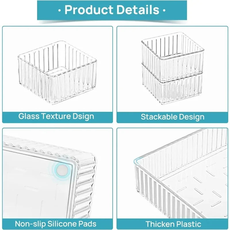 Transparent Modular Drawer Organizer Set – Storage Trays Drawer Organizer Set PLUSH
