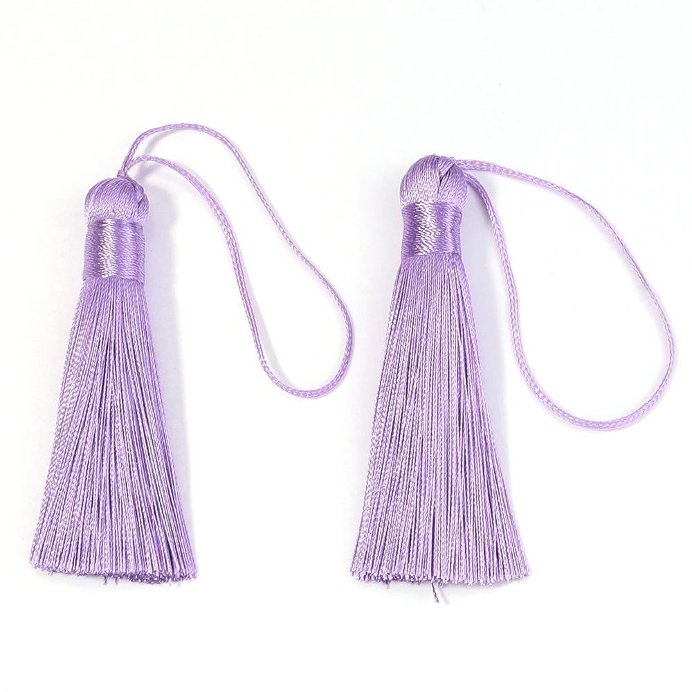 6pcs Colorful Silky Tassel Pendants – DIY Jewelry & Home Decor Tassel Fringe Pendant PLUSH light purple