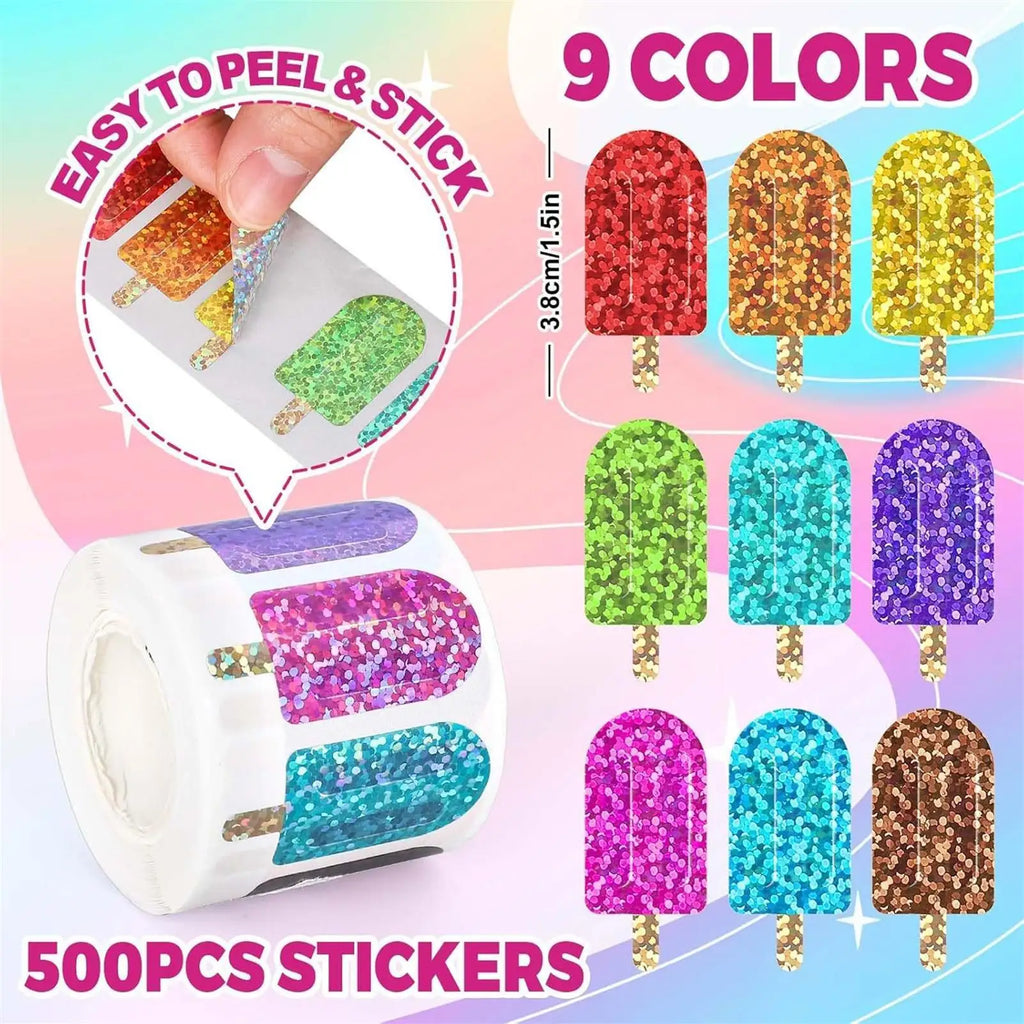 500pcs Popsicle Summer Stickers – Party & Drinkware Decals Decorative Stickers PLUSH