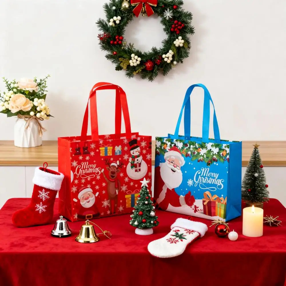 Christmas Non-Woven Gift Tote Bags with Handles – Xmas Party Christmas Gift Bags PLUSH