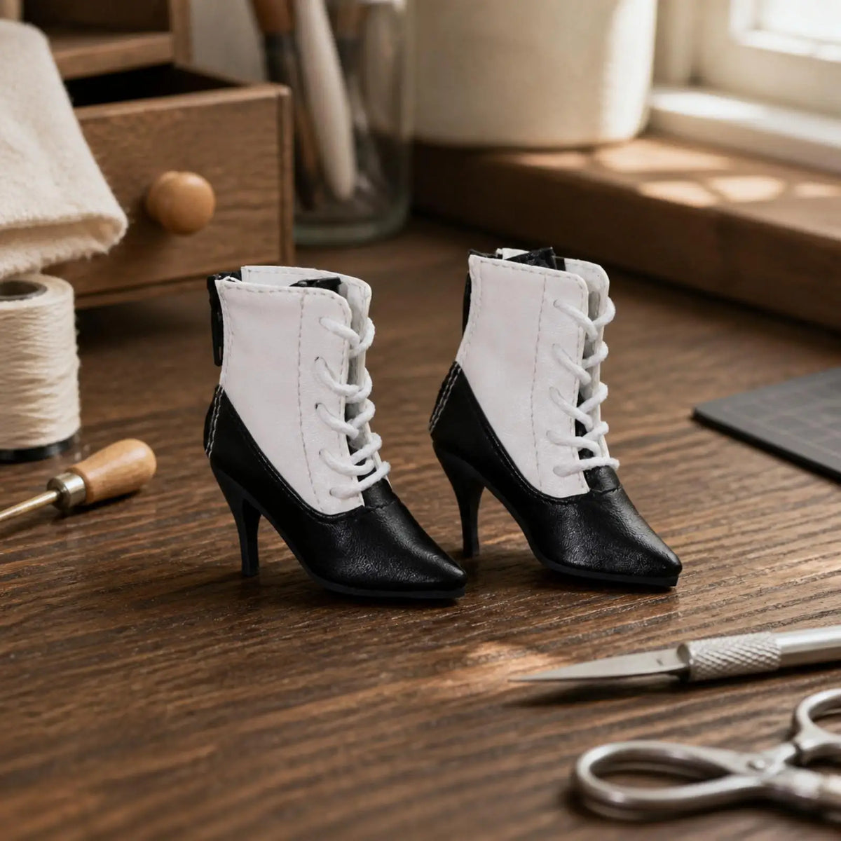 Resin High Heel Ankle Boots for BJD Ball Jointed Dolls Doll Shoes PLUSH Red