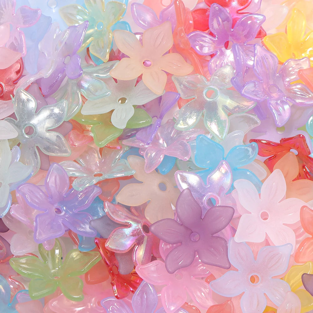 100pcs 20mm Acrylic Flower Bead Caps – DIY Jewelry Making Acrylic Flower Beads PLUSH