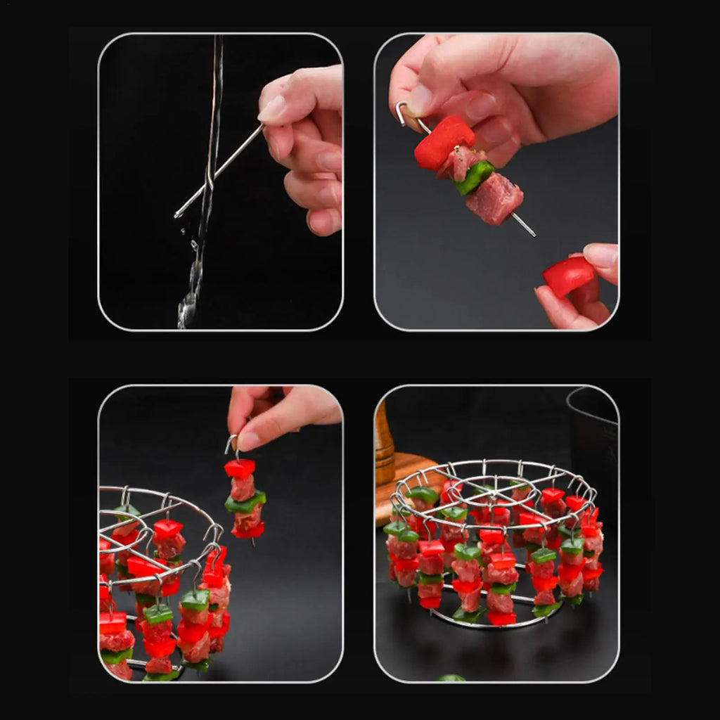Stainless Steel Vertical Skewer Rack – 24-Skewer BBQ Stand BBQ Skewer Rack PLUSH