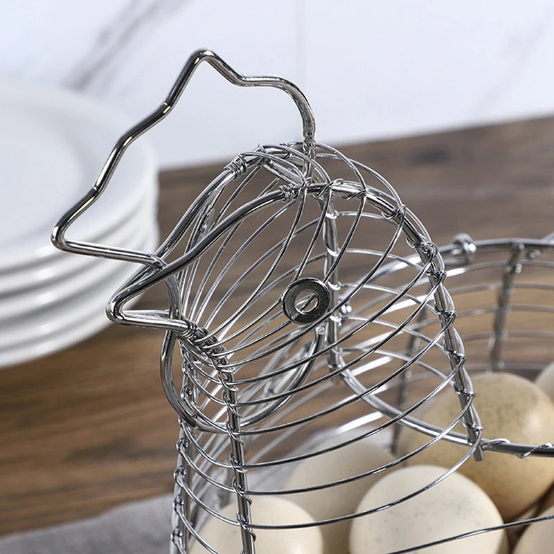 Metal Chicken Wire Egg Basket – Farmhouse Kitchen Organizer Wire Storage Basket PLUSH