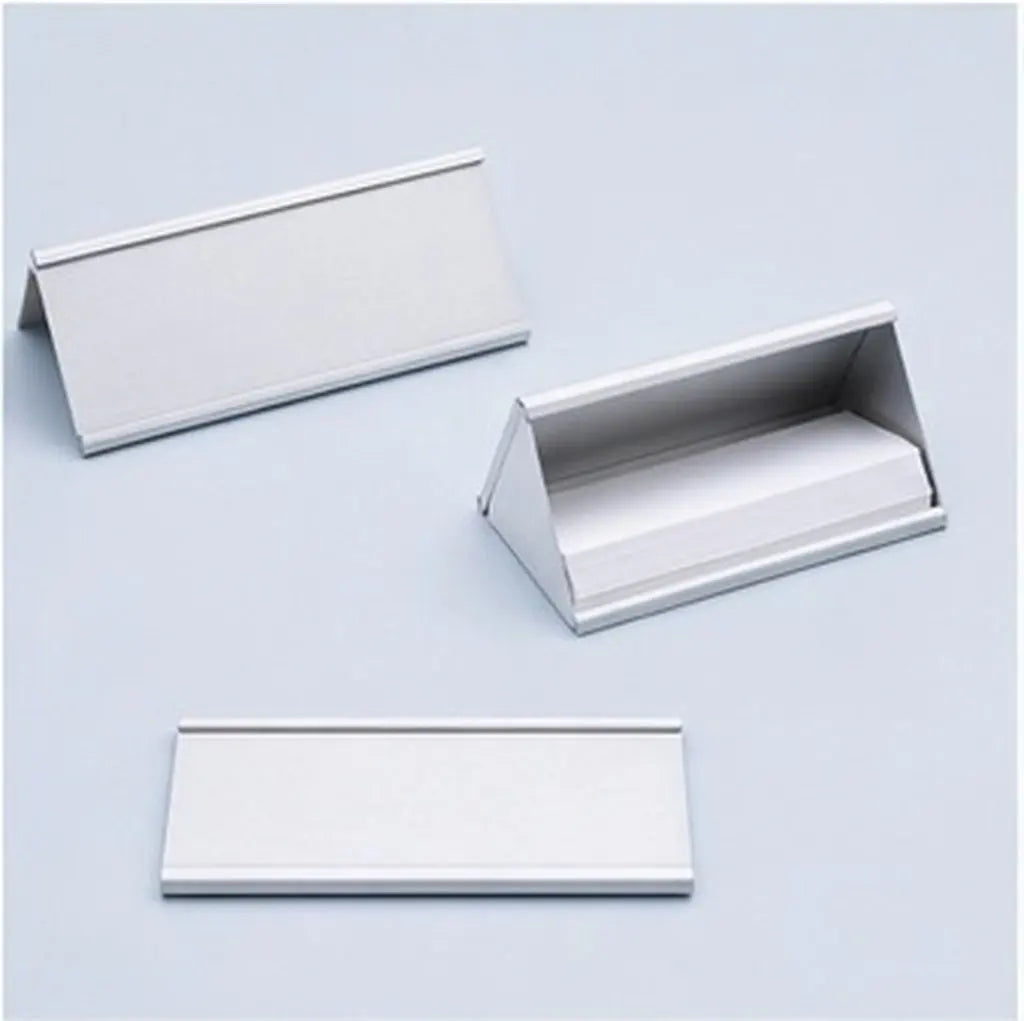 Silver Aluminum Business Card Holder – Desk Nameplate Organizer Business Card Holder PLUSH