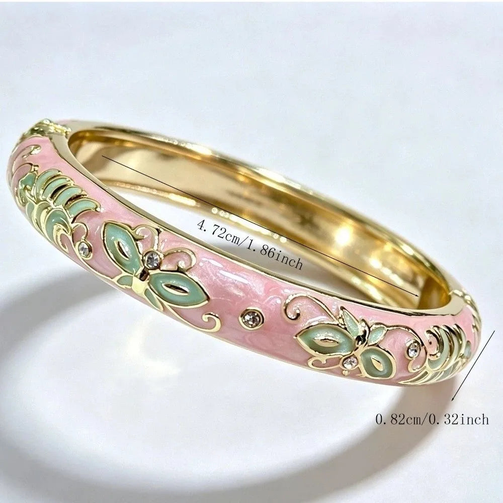 Cloisonne Butterfly Open Cuff Bangle – Ethnic Enamel Bracelet Enamel Cuff Bangle PLUSH