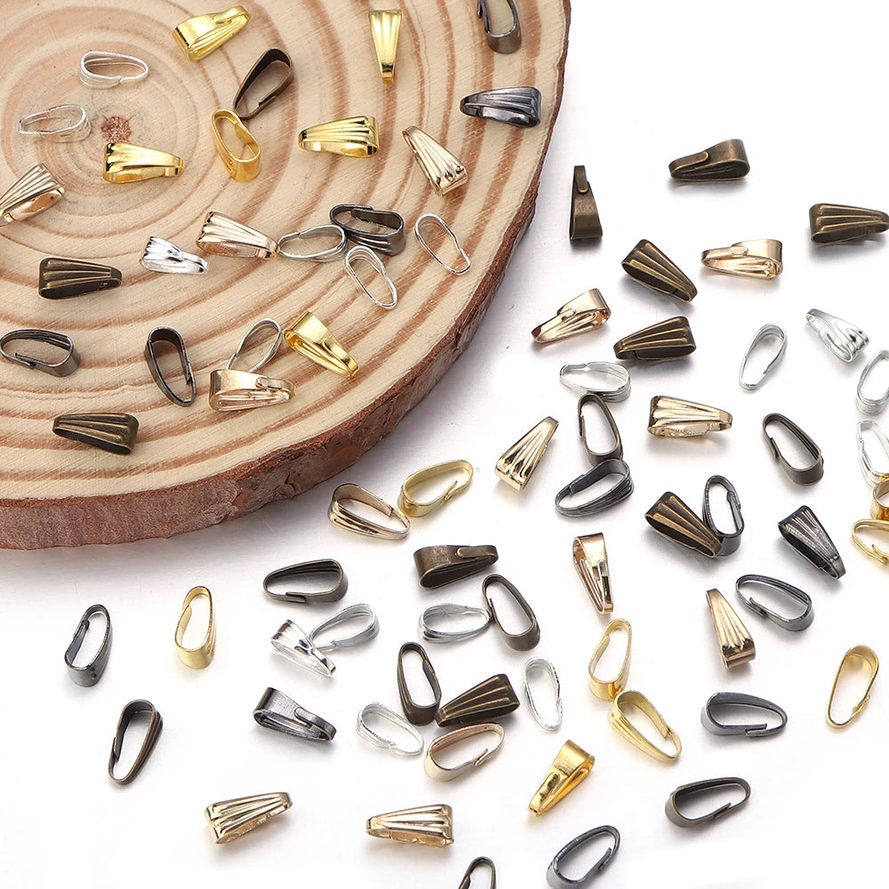 200pcs Iron Pinch Bail Pendant Clips – DIY Jewelry Clasps Jewelry Findings Clasps PLUSH