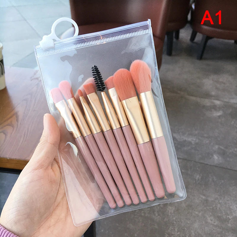 8-Piece Mini Makeup Brush Set – Soft Synthetic Bristles Makeup Brush Set PLUSH A1