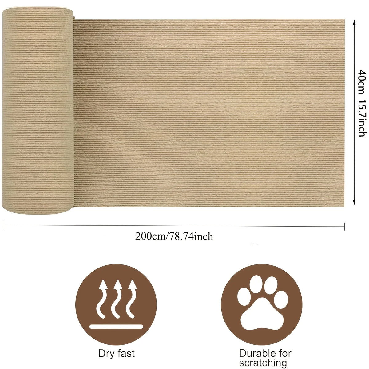 Self-Adhesive Cat Scratch Pad – Wall & Furniture Protector Cat Scratch Pad PLUSH Khaki
