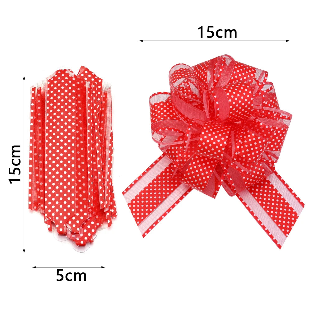 2pcs Polka Dot Pull Bow Ribbons 15cm – Gift Wrap Decoration Gift Wrap Bow PLUSH