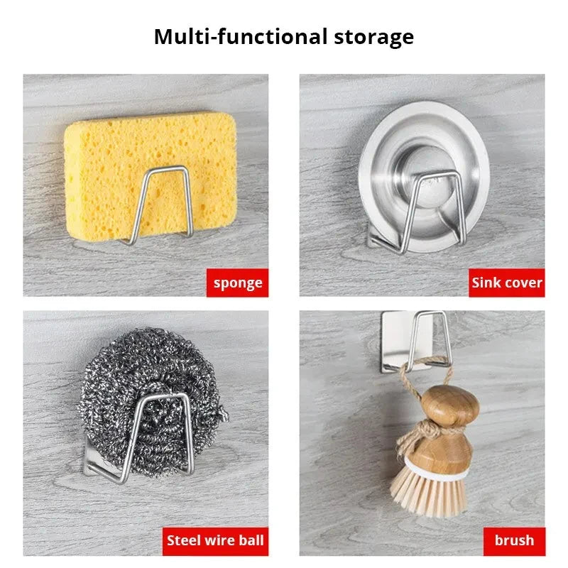 Stainless Steel Sink Sponge Holder Rack – Wall Mount Drainer Sink Sponge Holder PLUSH
