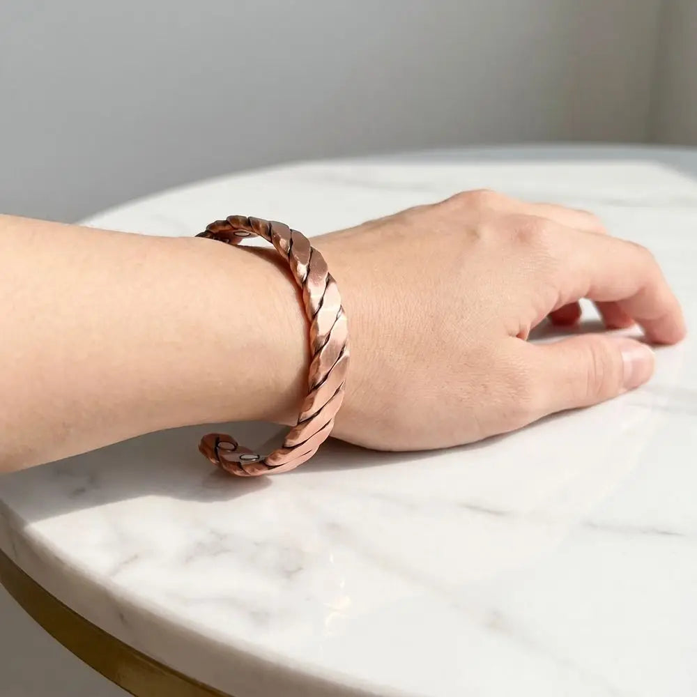 Vintage Twisted Copper Cuff Bracelet – Adjustable Alloy Bangle Cuff Bangle Bracelet PLUSH