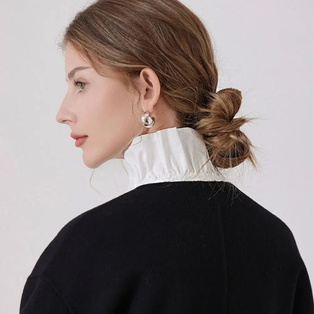 Women's Detachable Fake Collar V-Neck Ruffle Pleated Cuff Detachable Collar PLUSH