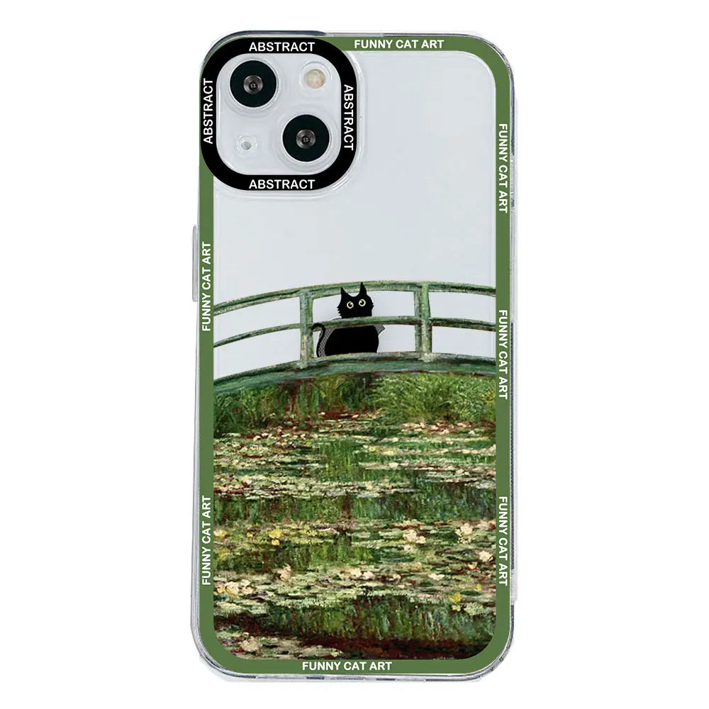 Van Gogh Starry Night Cat Transparent iPhone Case – TPU Cover Phone Case PLUSH Style 7 For iPhone 12ProMax