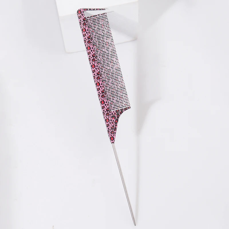 Leopard Print Rat Tail Comb – Anti-Static Fine-Tooth Styling Hair Styling Comb PLUSH baowenfen
