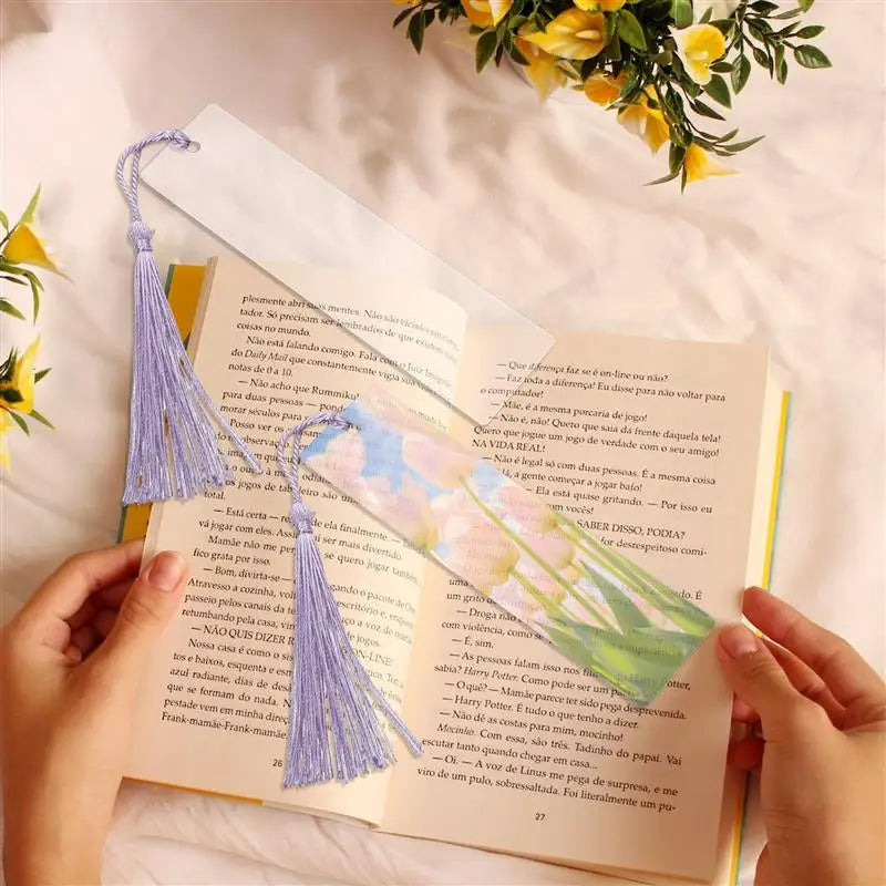 30 Sets Clear Acrylic Bookmarks with Tassels | DIY Craft Acrylic Bookmarks PLUSH