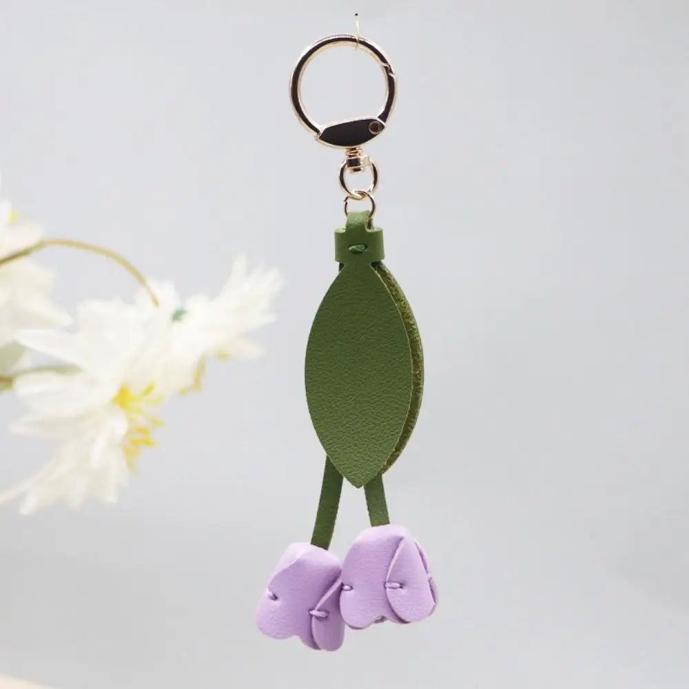 Tulip Bag Pendant PU Leather Floral Charm – Korean Style Bag Charm Pendant PLUSH