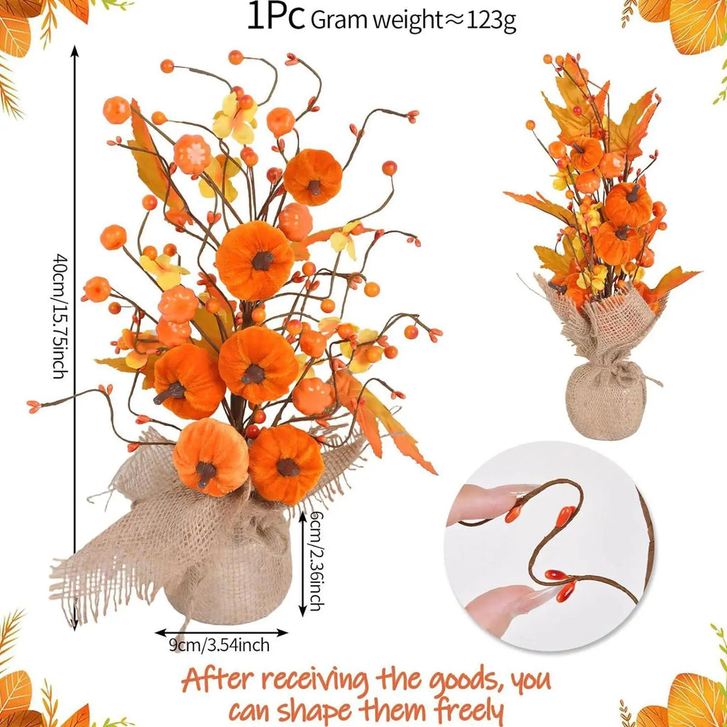 Fall Artificial Pumpkin Tree Autumn Tabletop Centerpiece Decor Artificial Fall Decor PLUSH