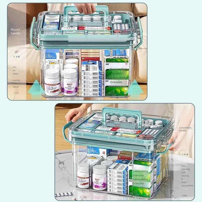 Large Family Medicine Organizer Box – Child-Safe Storage Cabinet Medicine Storage Box PLUSH