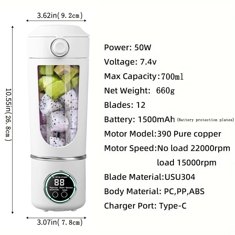 USB Rechargeable Portable Juicer Mini Blender Cup – Dual Lids Portable Juicer Blender PLUSH