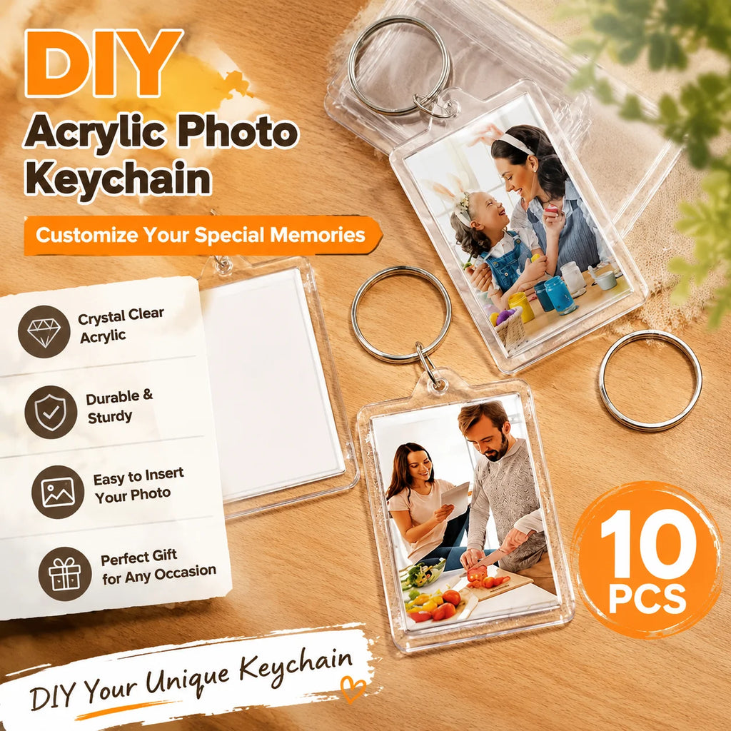 Clear Acrylic Photo Keychain Blank with Split Ring – DIY Gift Keychain Blank PLUSH