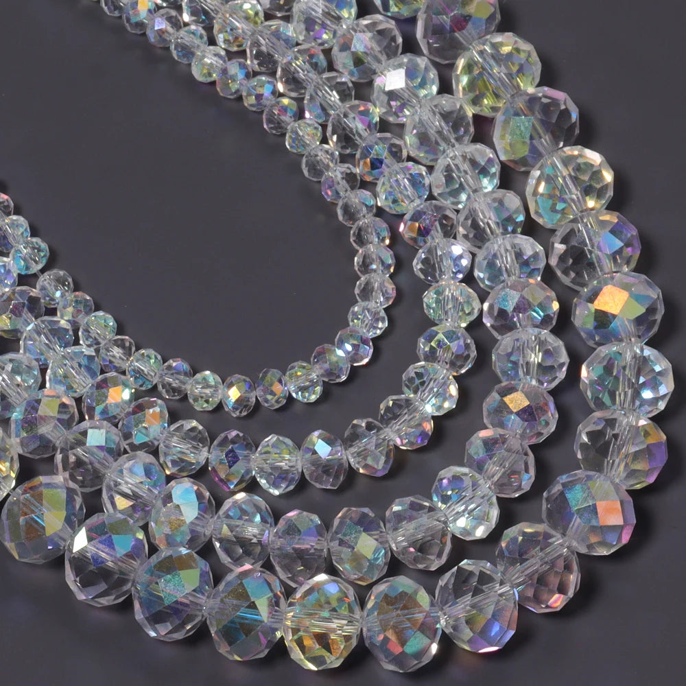 AB Faceted Rondelle Crystal Spacer Beads – DIY Jewelry Making Crystal Spacer Beads PLUSH