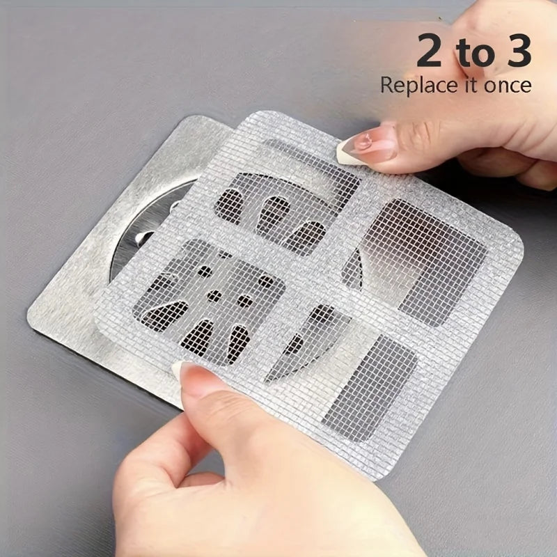 10pcs Disposable Shower Drain Hair Catcher Mesh Strainer Filter Drain Hair Catcher PLUSH