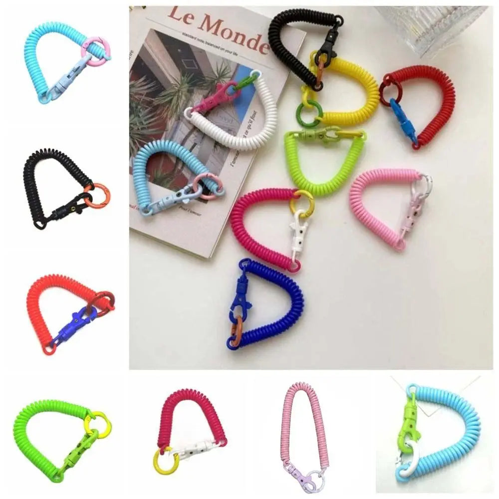 Stretchy Coil Spring Keychain Lobster Clasp | Anti-Lost Key Ring Spring Coil Keychain PLUSH