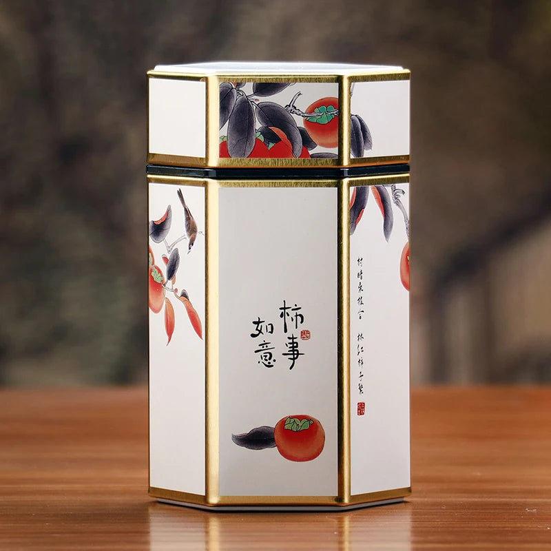 Hexagonal Tinplate Tea Storage Tin – Chinese Style Sealed Can Tea Storage Tin PLUSH 2