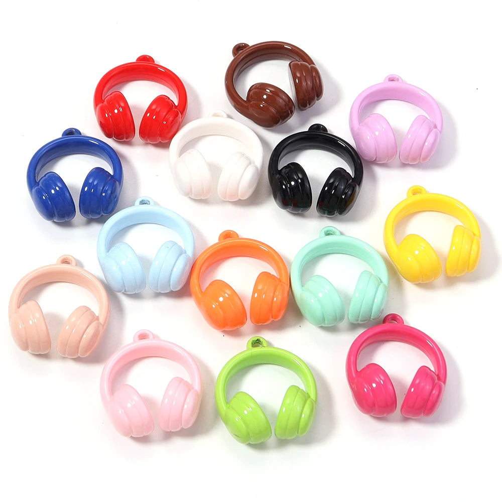 5pcs Earphones Acrylic Bead Charms – DIY Jewelry & Keychain Acrylic Jewelry Charms PLUSH mixed