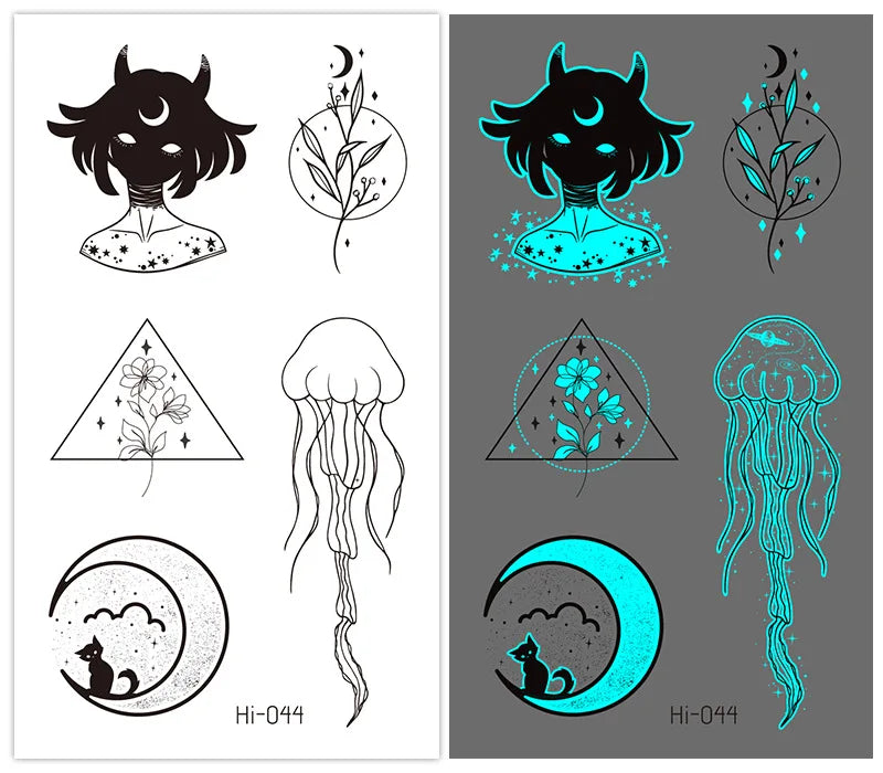 Luminous Glow Temporary Tattoo Stickers – Snake & Butterfly