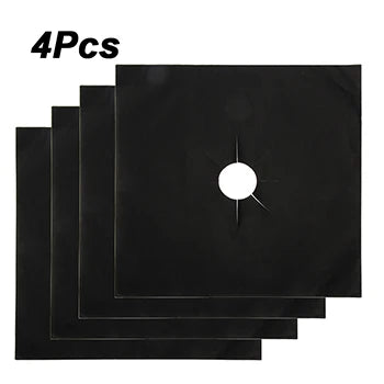 Gas Stove Protection Pads – Reusable, Washable & Heat-Resistant Stove Protector Pad PLUSH Black-4PCS