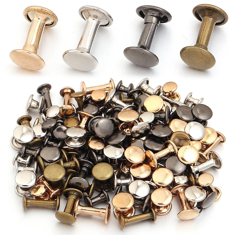 50 Sets Metal Double Cap Rivets for Leather, Bags & DIY Craft Craft Rivets PLUSH