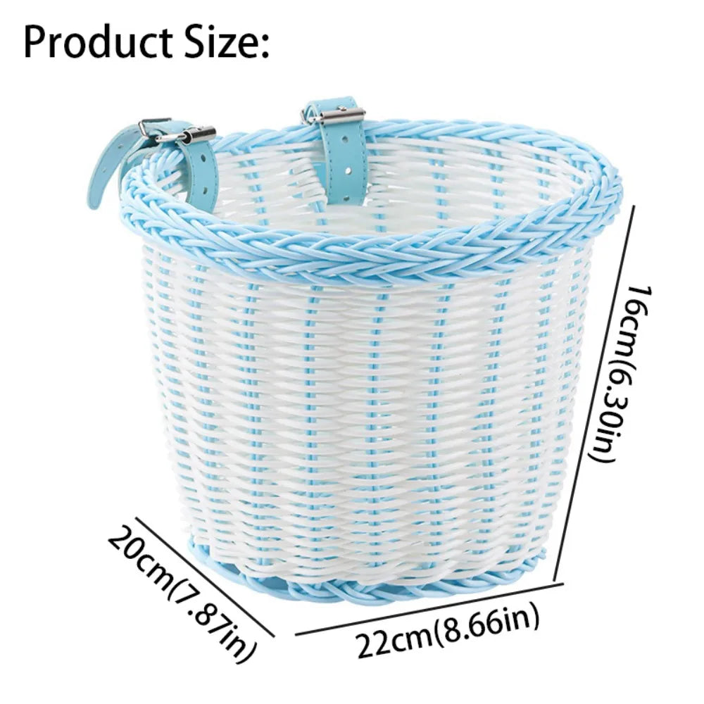 Waterproof Front Handlebar Bicycle Basket | Adjustable Straps Bicycle Handlebar Basket PLUSH White and blue