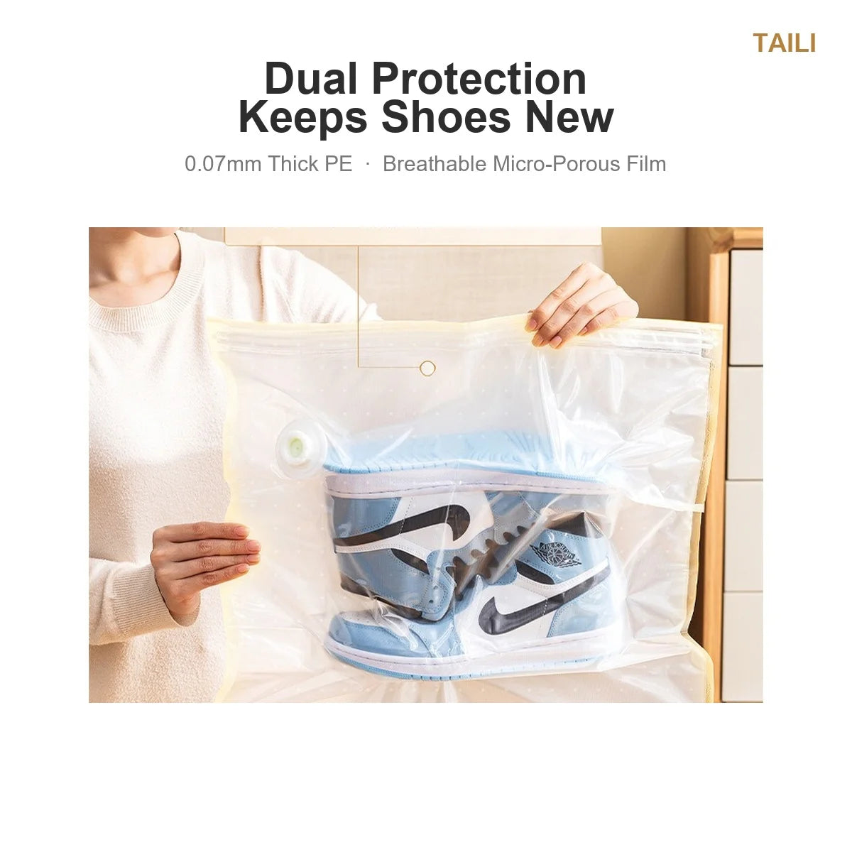 TAILI Vacuum Storage Bags for Shoes & Handbags | Space Saver Vacuum Storage Bags PLUSH