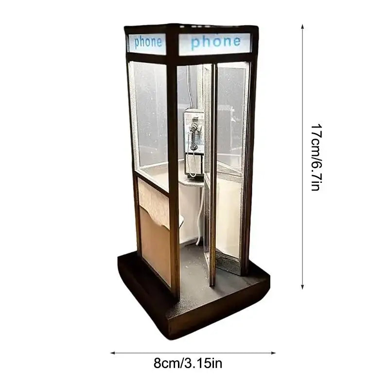 Retro Telephone Booth Table Lamp – Warm LED Night Light Decorative Table Lamp PLUSH Clear