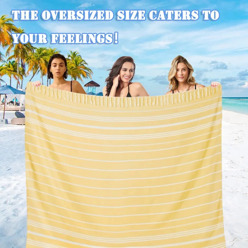 Giant Turkish Beach Towel – Extra Large Bohemian Cotton Blanket Turkish Beach Towel PLUSH