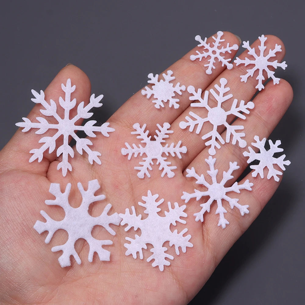 50pcs Felt Snowflake Ornaments – DIY Christmas Craft Decor Felt Craft Ornaments PLUSH